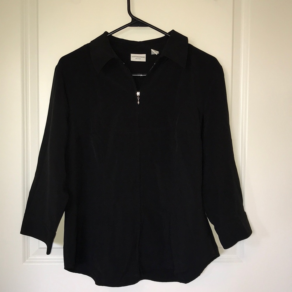 Black Zip-Up Blouse